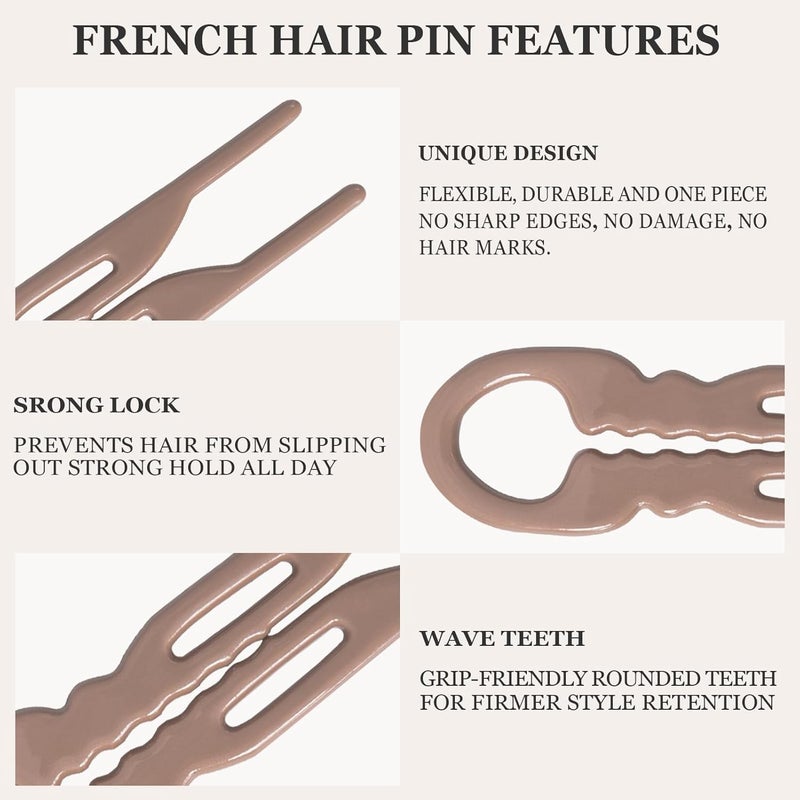 Sunolga 10 PCS 2.83 in Small French Hair Pins for Women, Prestige Hair Pins for All Hair, Curved Shape for Better Head Fit Hair Accessories, Serrated Anti-Slip Design Hairpins - Image 4